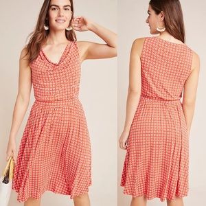 Anthropologie Maeve Brianne Cowl Neck Dress Orange